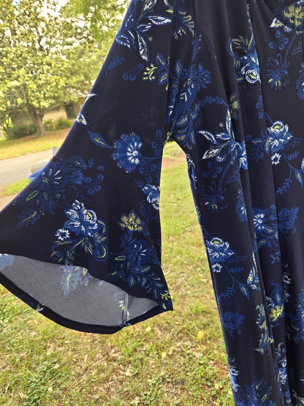 Roz & Ali Navy Floral Long Sleeve A-Line Dress - Picture 3 of 3